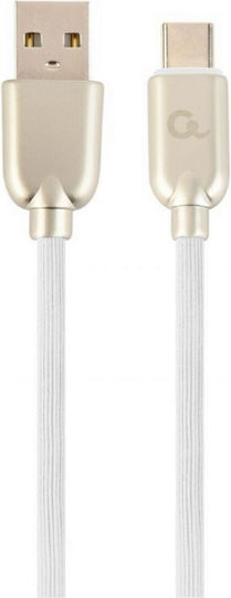 Cablexpert Premium Rubber Braided USB 2.0 Cable USB-C Male - USB-A White 2m