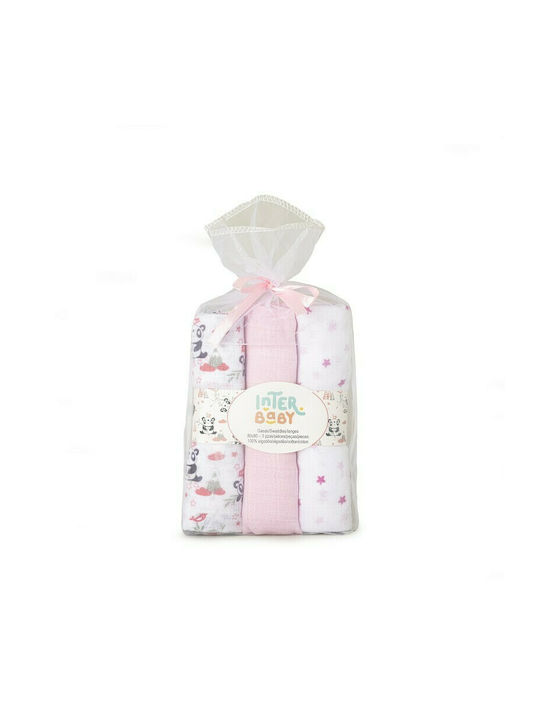 Interbaby Swaddle Blanket Pink 80x80cm 3pcs