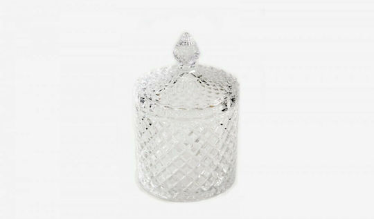 Faitakis Pack Glass Sweet Jar with Lid Transparent 8.3x8.3x13.8cm