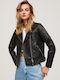 Δερμάτινο Γυναικείο Biker Jacket Μαύρο