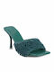 Beaded Me Mules with Thin High Heel in Blue Color