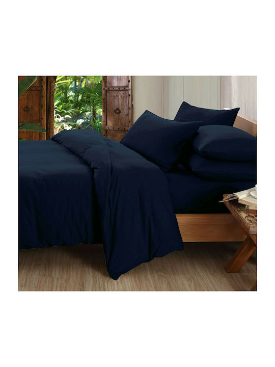 MayHome Duvet Cover Set Cotton Double with Pillowcase 180x240 Dark Blue