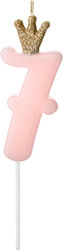 PartyDeco Geburtstagskerze Nummer "7" in Rosa F...