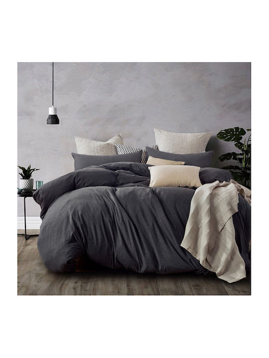 MayHome Duvet Cover Set Cotton King Size with 2 Pillowcases 260x240 Graphite