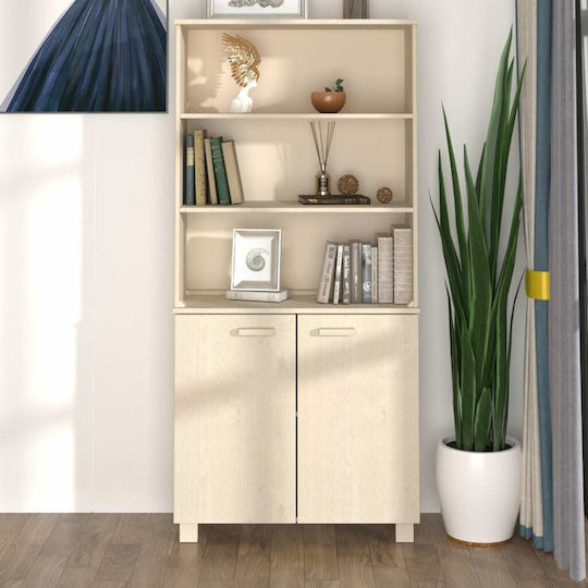 Office Cabinet Made of Solid Wood Brown Honey 85x35x180cm
