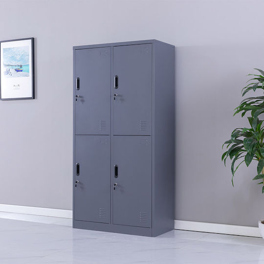 Dulap Metalic cu 4 Dulapuri Antracit Checkmate 90x45x190cm