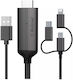 SGL LD36 Braided Cable HDMI male - Lightning male / USB-A male / USB-C male / micro USB Male 2m Μαύρο