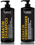 NX Beauty Professional Keratin Σετ Θεραπείας Μαλλιών με Κερατίνη για Ισιωτική, με Σαμπουάν 2τμχ