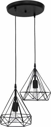 Heronia Lustră Suspendată Negru 42x87cm.