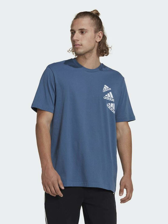 Adidas Essentials BrandLove Αθλητικό Ανδρικό T-shirt Wonder Steel με Λογότυπο