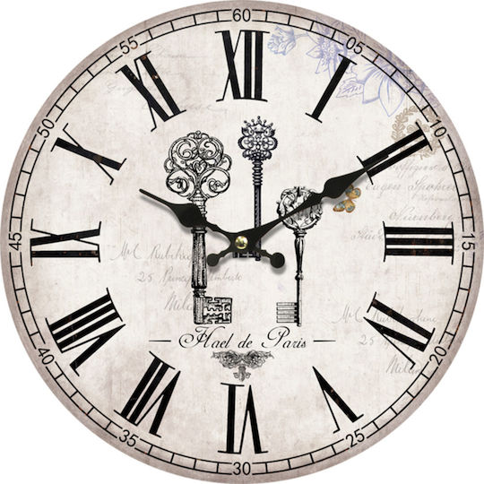 ArteLibre Antikes Wanduhr Hölzernes Ecru Ø34cm
