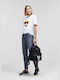 Karl Lagerfeld pentru Femei de Vară Bluză din Bumbac Mâneci scurte Albă