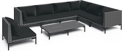 Outdoor Living Room Set with Pillows Σκούρο Γκρι 8pcs