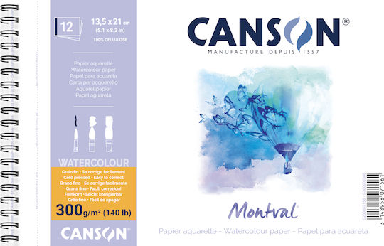 Canson Блок за акварел Montval Aqua Cold No1 13.5x20cm 12 листа