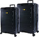 CAT Stealth Travel Suitcases Hard Black with 4 Wheels Set 2pcs