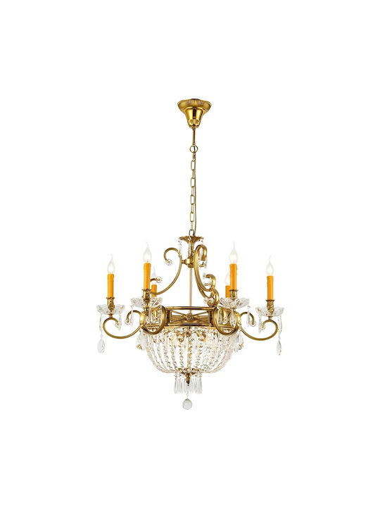 Elmark George Candelabru 9xE14 Ø78cm cu Cristale Auriu 955GEORGE9