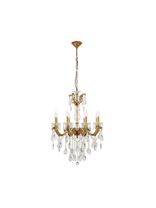 Elmark Edward Kronleuchter 8xE14 Ø68cm mit Kerzen Gold 955EDWARD8
