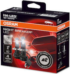 Osram Lampen Auto Night Breaker H4 LED 6000K Kaltes Weiß 12V 27W 2Stück