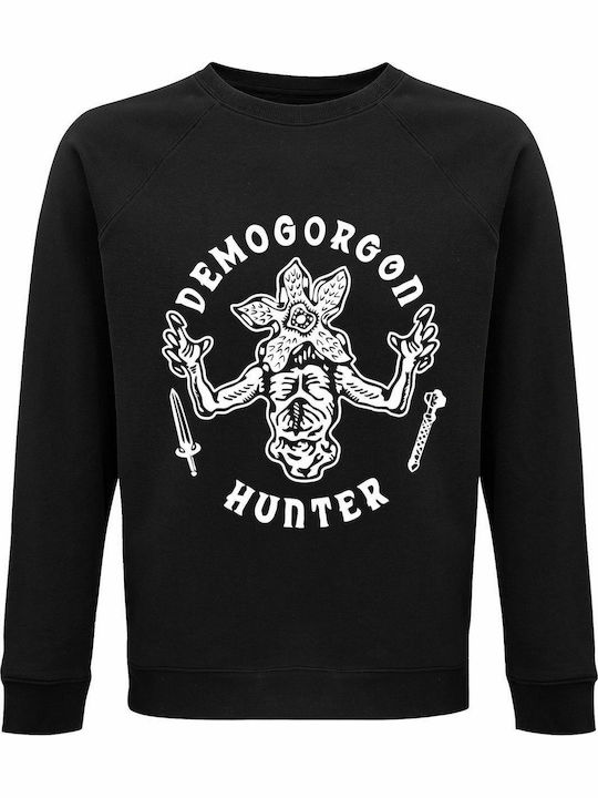 Sweatshirt Unisex, Organic " Stranger Things, Demogorgon Hunter, Full Body ", Black