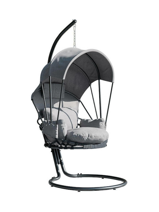 Waleris Garten & Veranda Schaukel mit Basis und Kissen Sessel Metallisch Gray Belastbarkeit bis 110kg L100xB140xH198cm
