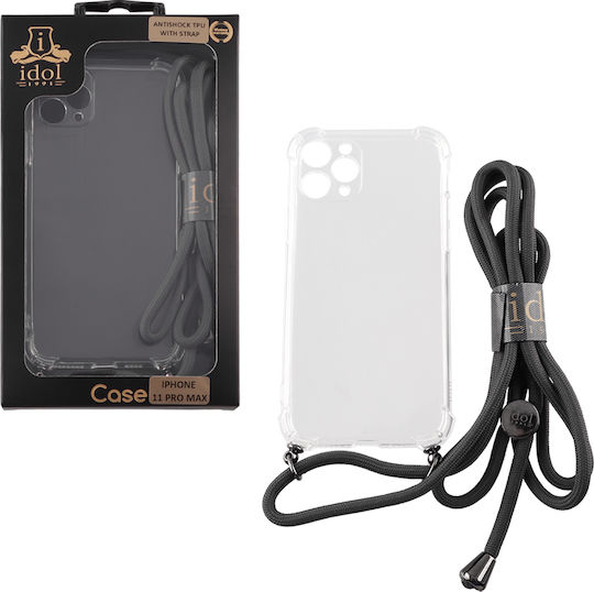 Idol 1991 Antishock Strap Umschlag Rückseite Silikon mit Band Transparent (iPhone 11 Pro Max)