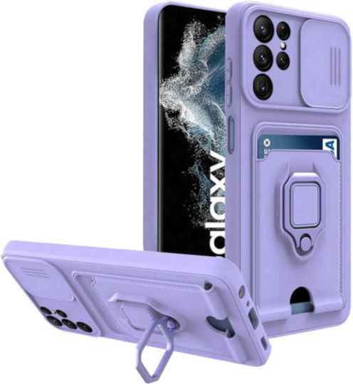 Bodycell Multifunction Umschlag Rückseite Kunststoff mit Band und Kartenhalter Lila (Galaxy S22 Ultra 5G)