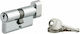 Thirard Κύλινδρος Κλειδαριάς Ασφαλείας Εcopro 60mm (30-30) με Πόμολο και 3 Κλειδιά Ασημί