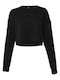 Damen Cropped Langarmbluse | Damen Cropped Crew Fleece | 7503 Schwarz