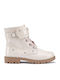 Biker Kids Boots from Patent Leather with Laces Beige