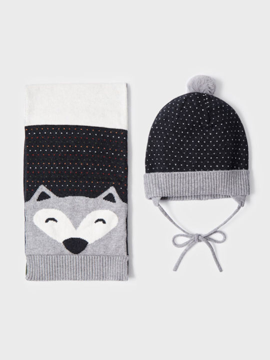 Mayoral Kids Beanie Set with Scarf Knitted Gray