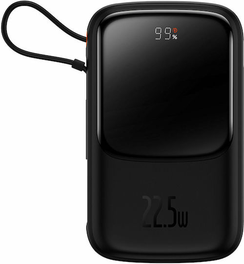 Baseus QPOW Pro Power Bank 10000mAh 22.5W с USB-A порт и USB-C порт Power Delivery / Бързо зареждане 3.0 Черен
