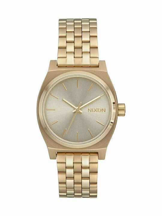 Nixon Time Teller Γυναικείο Ρολόι 31mm Μπαταρίας με Χρυσό Μεταλλικό Μπρασελέ