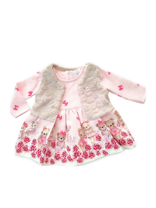 Kinderkleid Langärmelig Set mit Mantel Rosa