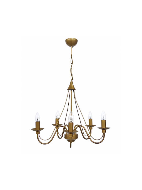 Heronia S-11 5/L Candelabru 5xE14 Ø50cm cu Lumânări Auriu 01-0308