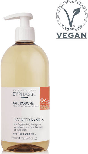 Byphasse Back To Basics Αφρόλουτρο σε Gel με Γλυκερίνη Dry & Very Dry Skin Ενυδατικό 750ml