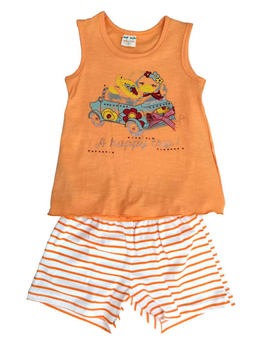 Baby Train Pajama with ducky bow Orange