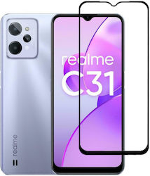 Powertech Full Face Tempered Glass Μαύρο (Realme C31)