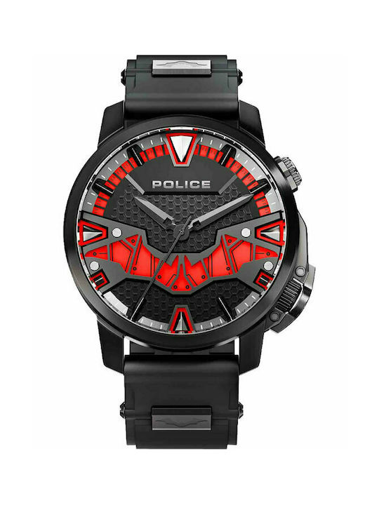 Police The Batman Collectors Edition Ρολόι Μπαταρίας με Καουτσούκ Λουράκι σε Μαύρο χρώμα