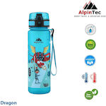 AlpinPro Πλαστικό Παγούρι Dragon σε Γαλάζιο χρώμα 500ml