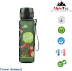 AlpinPro Πλαστικό Παγούρι Forest Animals σε Πράσινο χρώμα 500ml