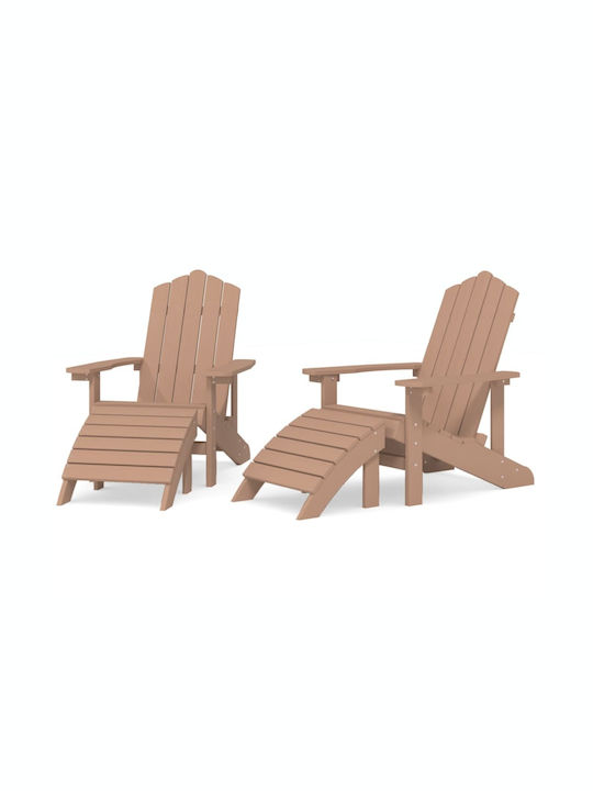 Шезлонг Пластмаса Adirondack Кафяв 2бр 83x73x92см.