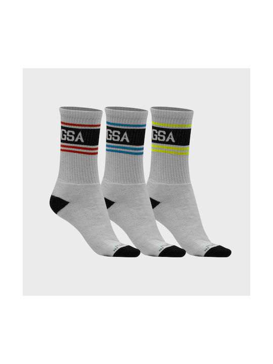 GSA Superlogo Stripes Αθλητικές Κάλτσες Λευκές 3 Ζεύγη