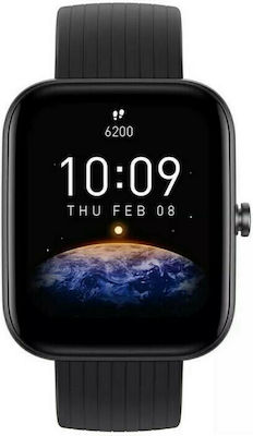 Amazfit Bip 3 Pro 45mm Αδιάβροχο Smartwatch με Παλμογράφο (Black)