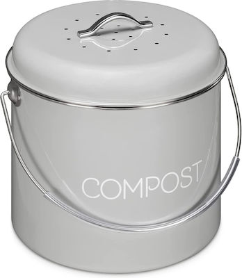 49642.2.22 Metallic Closed Type Composter 5lt Grey