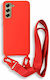 Bodycell Back Cover Σιλικόνης με Λουράκι Κόκκινο (Galaxy S21 FE 5G)
