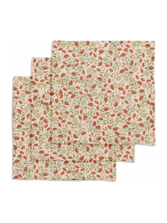 Konges Slojd Carnations Musselin-Kuscheldecken Beige 65x65cm. 3Stück