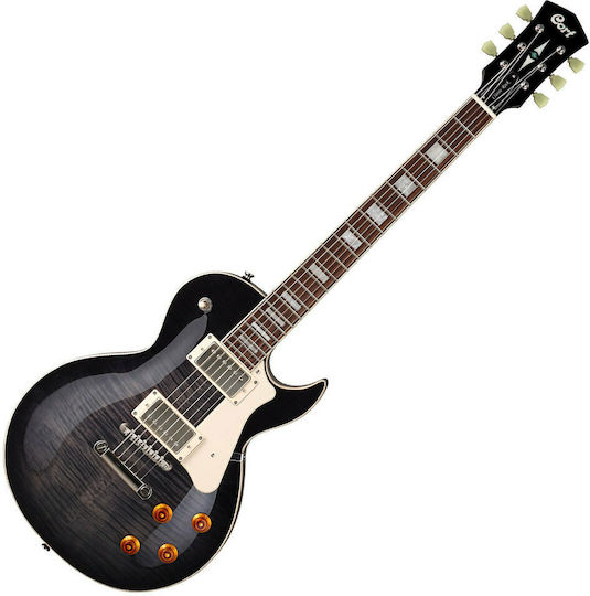 Cort CR series 250 Elektrische Gitarre Einfacher Schnitt mit HH Tonabnehmerkonfiguration Trans Black