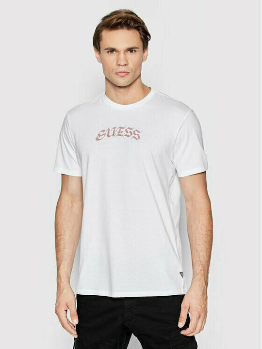 Guess T-shirt Bărbătesc cu Mânecă Scurtă Alb