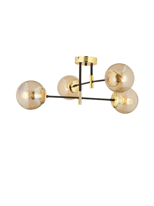 ArteLibre Mar Pendant Chandelier Ball for 4 Bulbs E27 Gold