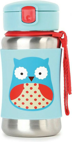 Skip Hop Owl Kids Water Bottle Butterfly Stainless Steel with Straw Light Blue 350ml